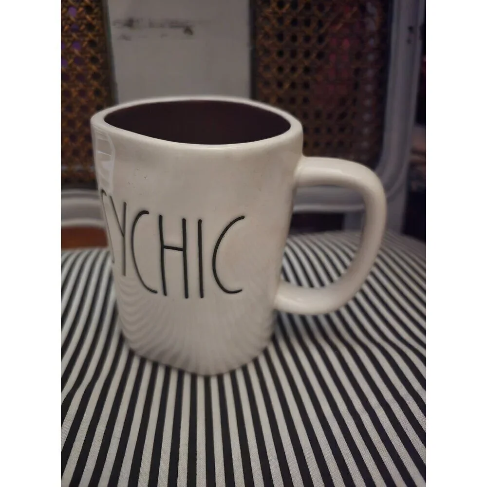 Rae Dunn Halloween Psychic Coffee Mug Purple Interior White